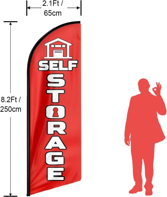 Self Storage Signs - 8FT Self Storage Advertising Swooper Flag(Flagpole Not Included 3.4)