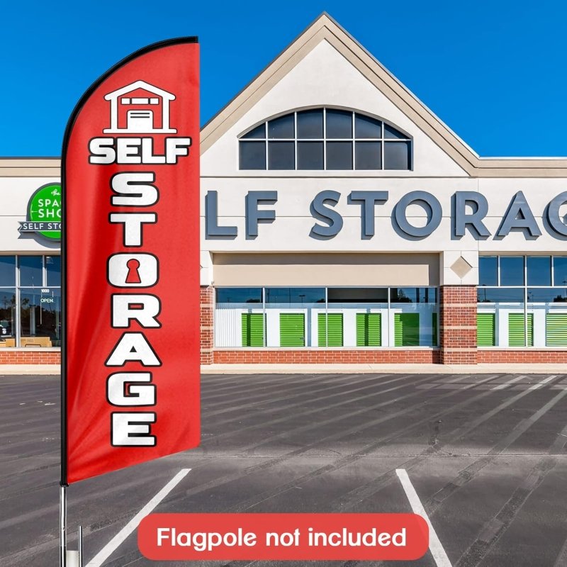 Self Storage Signs - 8FT Self Storage Advertising Swooper Flag(Flagpole Not Included 3.4)