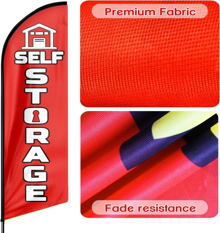 Self Storage Signs - 8FT Self Storage Advertising Swooper Flag(Flagpole Not Included 3.4)