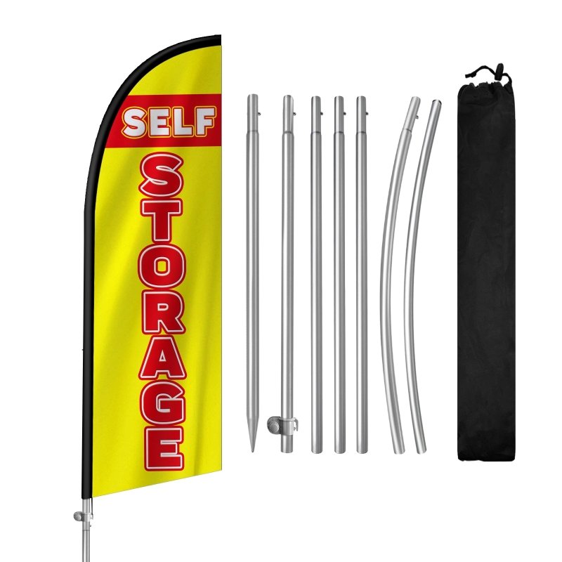 Self Storage Signs - 8FT Self Storage Yellow Feather Flag with Stainless Steel Pole Kit(2m flag set)