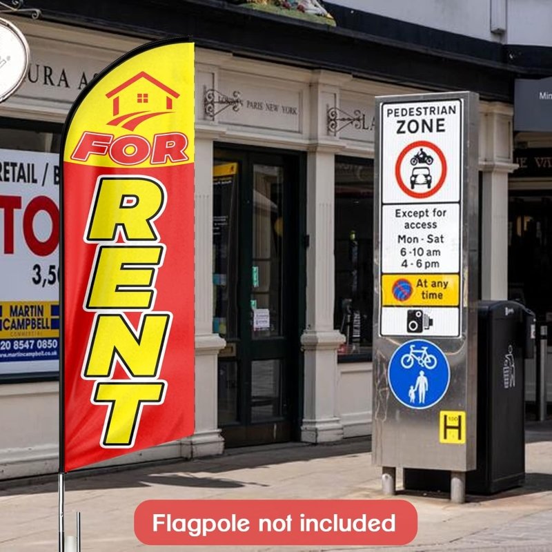 Signs For Rent - 11FT For Rent Advertising Swooper Feather Flag Fit 15FT Flagpole(Flagpole Not Included 4.3)