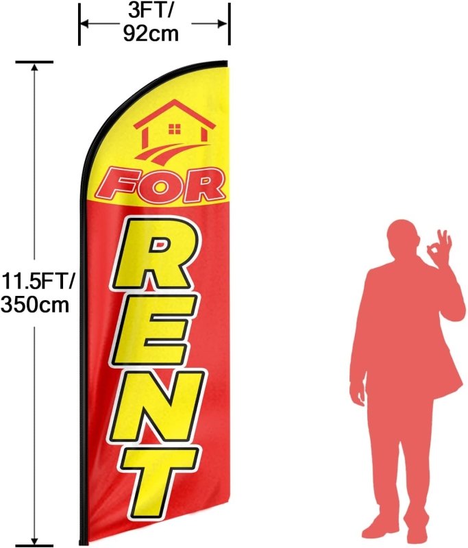 Signs For Rent - 11FT For Rent Advertising Swooper Feather Flag Fit 15FT Flagpole(Flagpole Not Included 4.3)