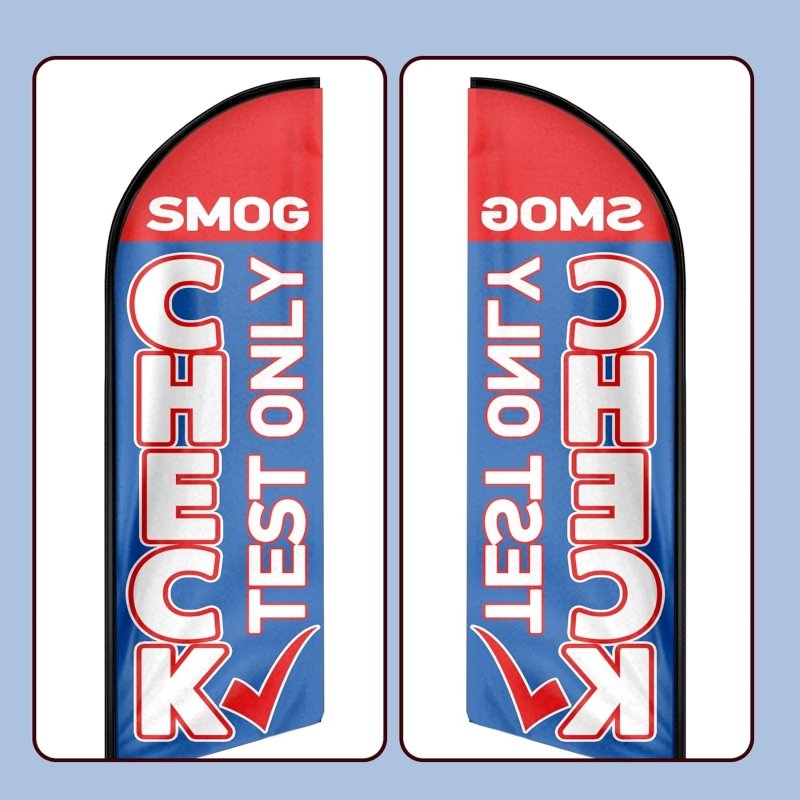 Smog Check Test Only Themed Feather Flag, 11FT Smog Check Test Only Advertising Swooper Flag Fit 15FT Flagpole(Flagpole Not Included 4.3)