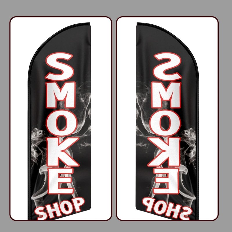 Smoke Shop FLAG - 11FT Smoke Shop Advertising Swooper Feather Flag Fit 15FT Flagpole(Flagpole Not Included 4.3)