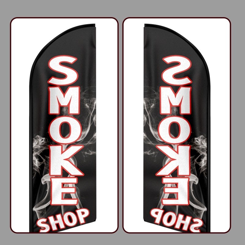 Smoke Shop FLAG - 8FT Smoke Shop Advertising Swooper Flag (Flagpole Not Included 3.4)