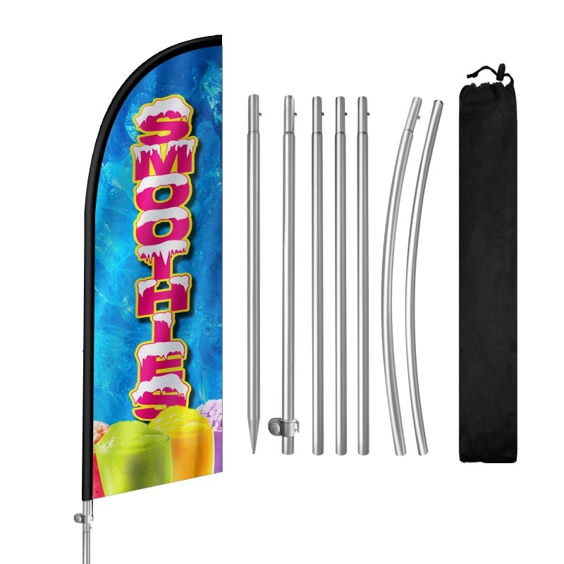 Smoothie Sign - 8FT Smoothies Feather Flag with Stainless Steel Pole Kit(2m flag set)