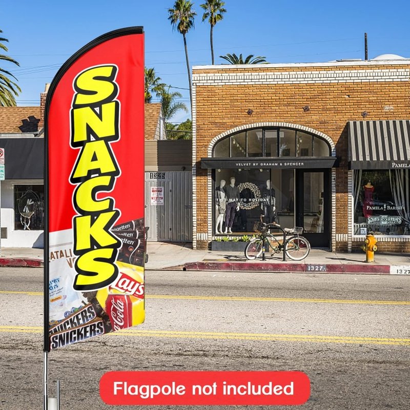 Snacks Sign - 11FT Snacks Advertising Swooper Feather Flag Fit 15FT Flagpole(Flagpole Not Included 4.3)