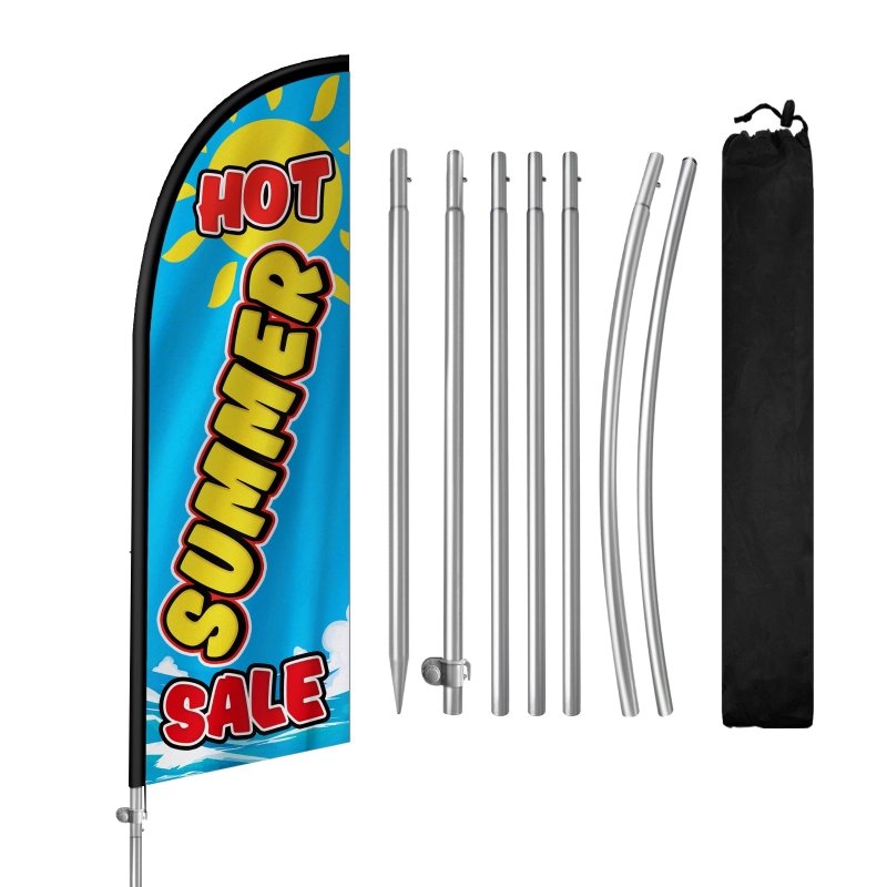 Summer Flag - 8FT Summer Banner Feather Flag with Stainless Steel Pole Kit(2m flag set)