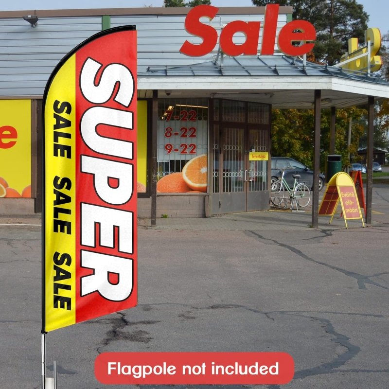 Super Flag - 11FT Super Advertising Swooper Feather Flag Fit 15FT Flagpole(Flagpole Not Included 4.3)