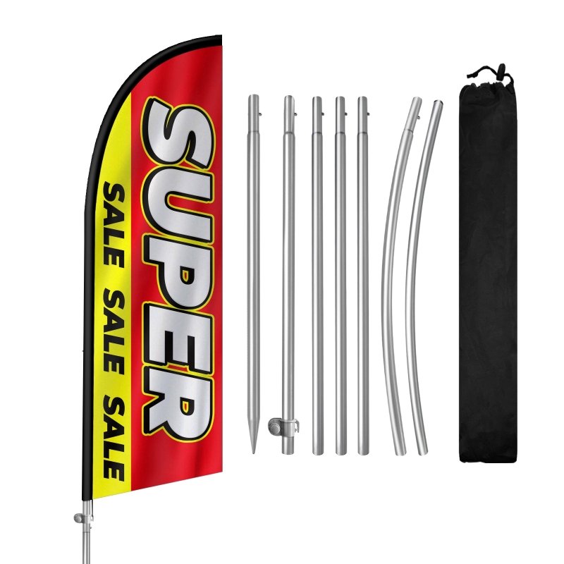 SUPER FLAG - 8FT Super Banner Feather Flag with Stainless Steel Pole Kit(2m flag set)