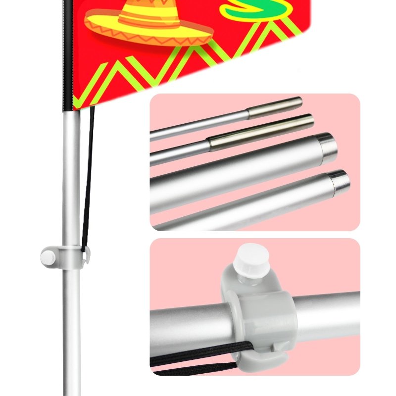 Tacos Flag - 11FT Windless Tacos Burritos Feather Flag with Flagpole/ Ground Stake/Portable Bag(3.4m)