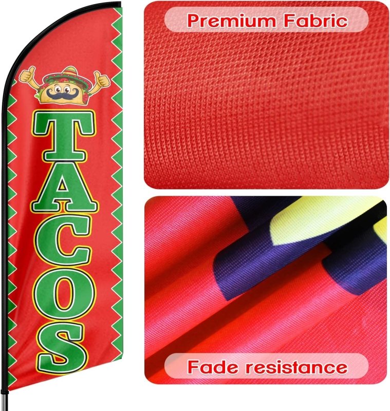 Tacos Flag - 8FT Tacos Advertising Swooper Flag(Flagpole Not Included 3.4)