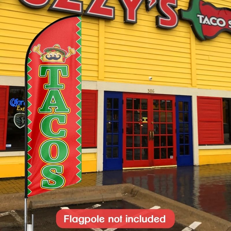 Tacos Flag - 8FT Tacos Advertising Swooper Flag(Flagpole Not Included 3.4)