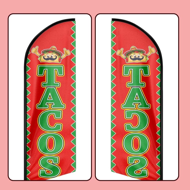 Tacos Flag - 8FT Tacos Advertising Swooper Flag(Flagpole Not Included 3.4)