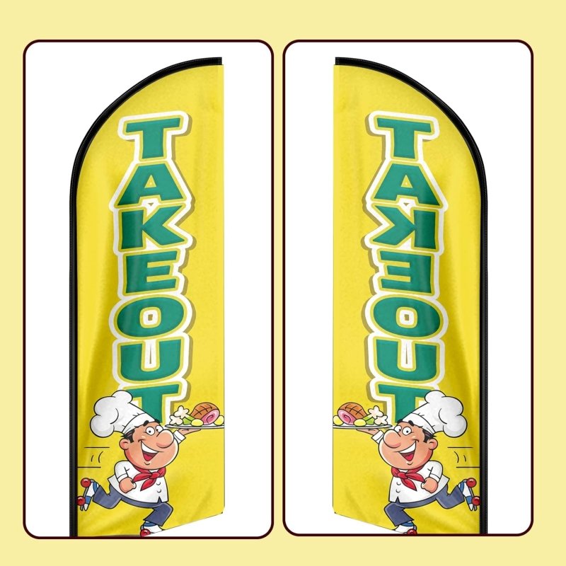 Takeout Themed Feather Flag, 11FT Takeout Advertising Swooper Flag Fit 15FT Flagpole(Flagpole Not Included 4.3)