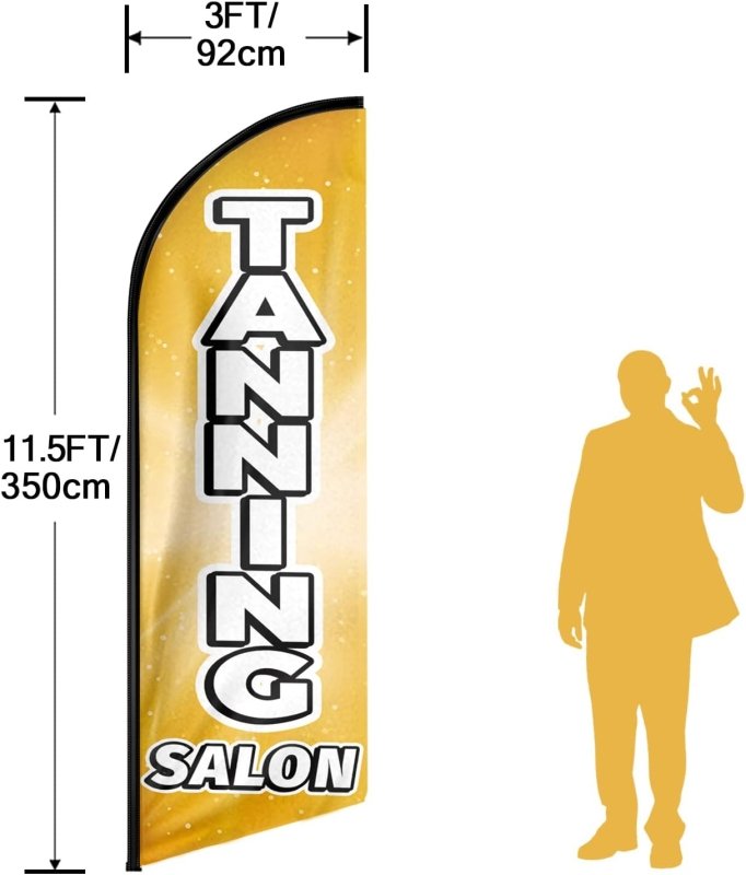 Tanning Salon - 11FT Tanning Salon Advertising Swooper Feather Flag Fit 15FT Flagpole(Flagpole Not Included 4.3)