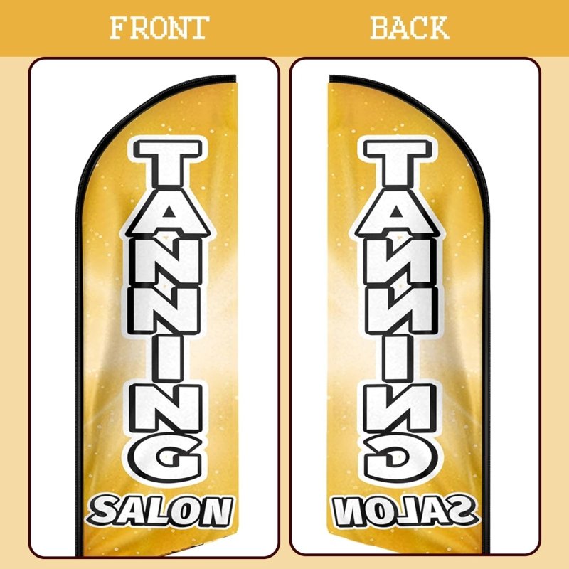 Tanning Salon Signs - 11FT Tanning Salon Advertising Swooper Flag with Pole Kit, Ground Stake(3.4m)