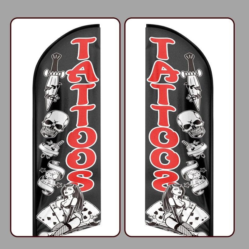 Tattoos Sign - 8FT Tattoos Advertising Swooper Flag (Flagpole Not Included 3.4)