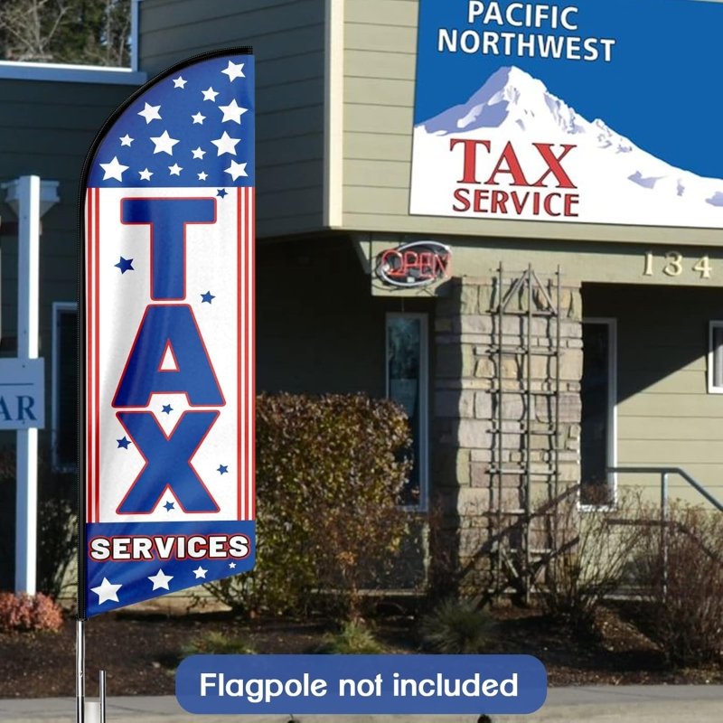 Tax Service Sign - 11FT Tax Services Advertising Swooper Feather Flag Fit 15FT Flagpole(Flagpole Not Included 4.3)