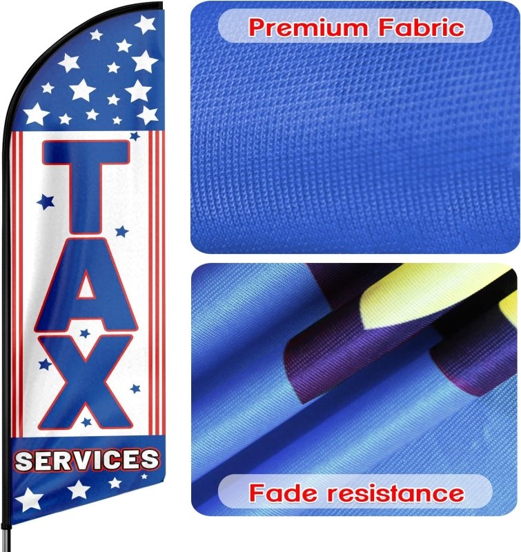 Tax Service Sign - 11FT Tax Services Advertising Swooper Feather Flag Fit 15FT Flagpole(Flagpole Not Included 4.3)