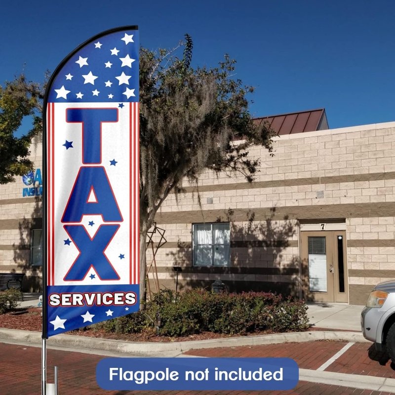 Tax Service Sign - 11FT Tax Services Advertising Swooper Feather Flag Fit 15FT Flagpole(Flagpole Not Included 4.3)