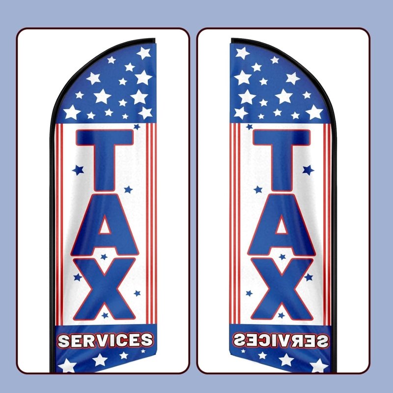 Tax Service Sign - 11FT Tax Services Advertising Swooper Feather Flag Fit 15FT Flagpole(Flagpole Not Included 4.3)