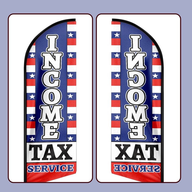 Tax Service SIGN - 8FT Income Tax Service Advertising Swooper Flag (Flagpole Not Included 3.4)