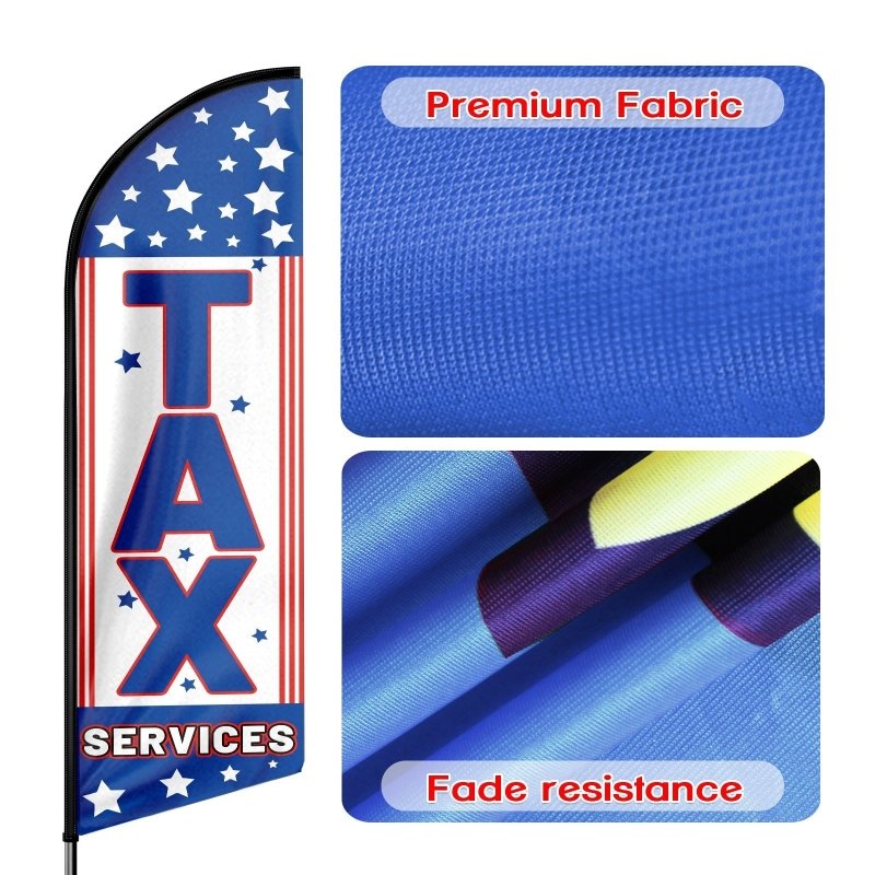 Tax Service SIGN - 8FT Tax Services Advertising Swooper Flag (Flagpole Not Included 3.4)