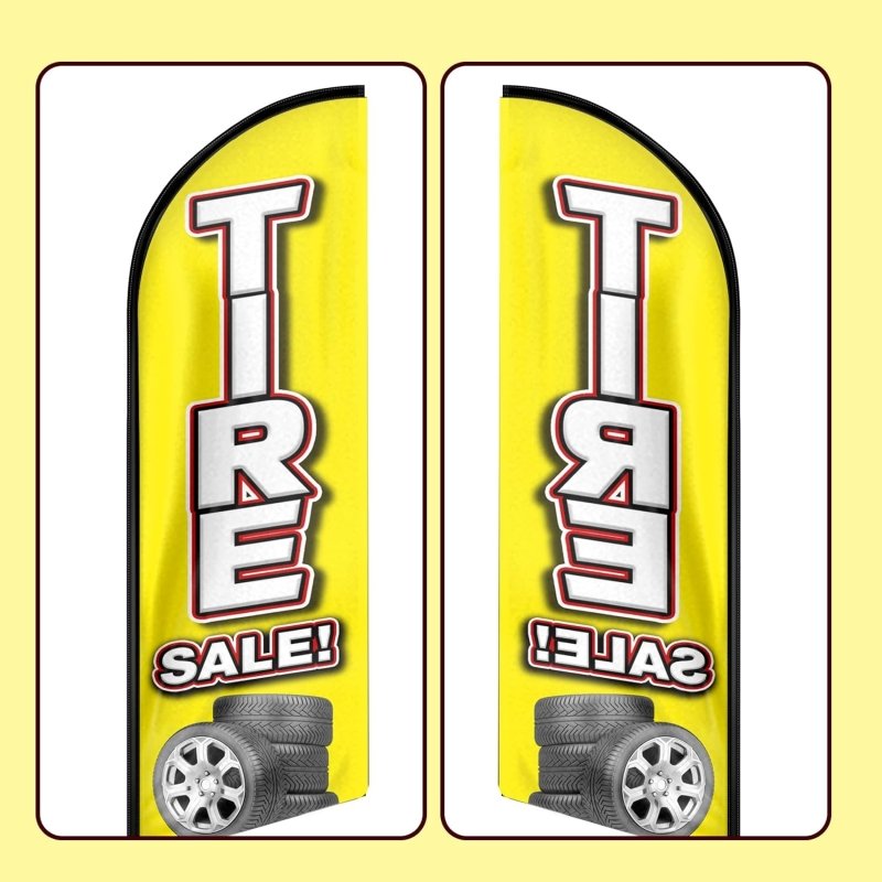 Tire Sales Themed Feather Flag, 11FT Swooper Flag Fit 15FT Flagpole(Flagpole Not Included 4.3)