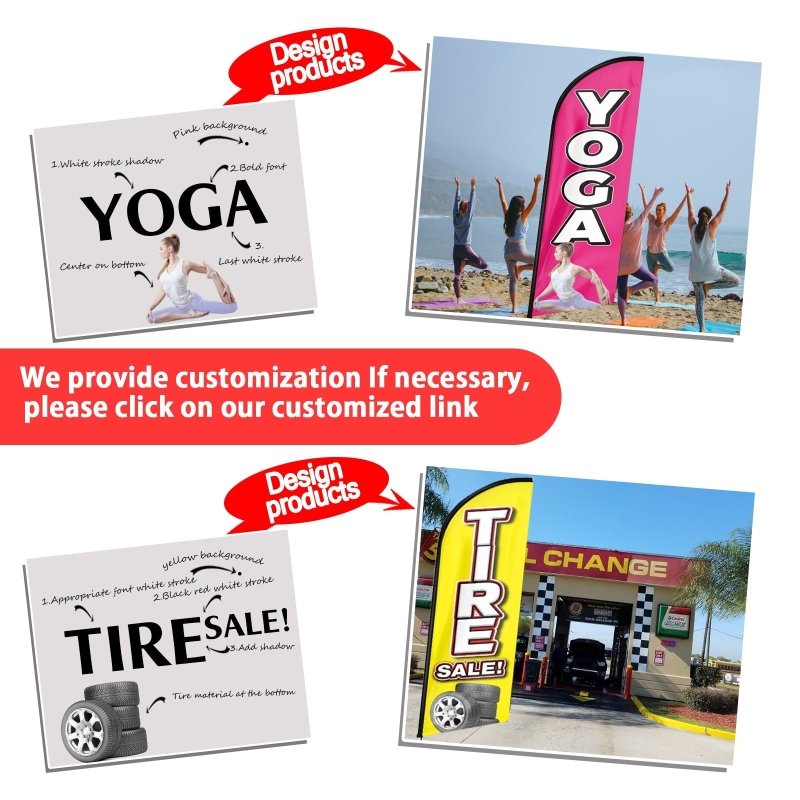 Tire Shop Flags - 8FT Tires Advertising Swooper Flags (Flagpole Not Included 3.4)