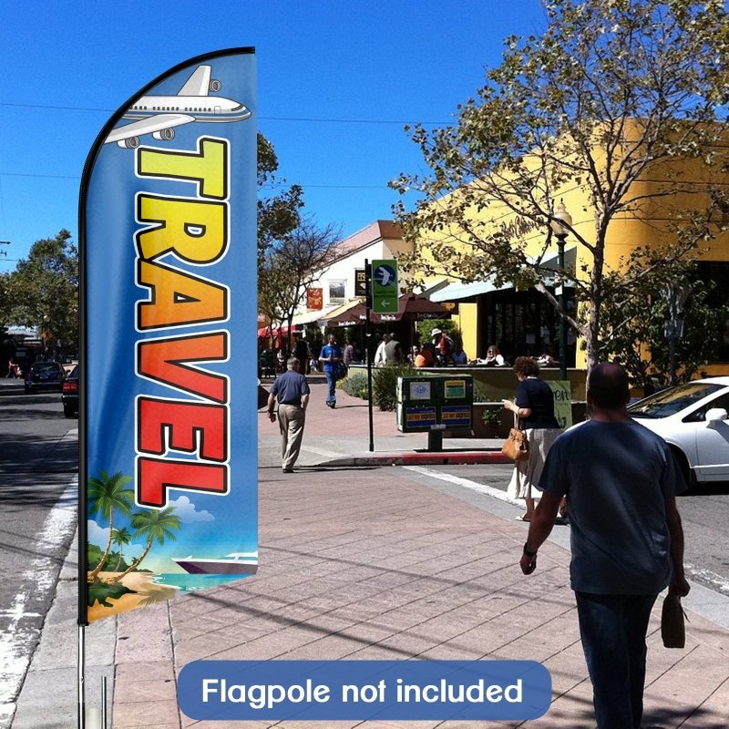 Travel Flag - 8FT Travel Advertising Swooper Flag (Flagpole Not Included 3.4)