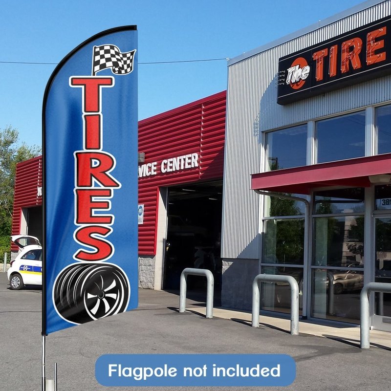 Tyre Flag - 8FT Tyres Advertising Swooper Flag (Flagpole Not Included 3.4)