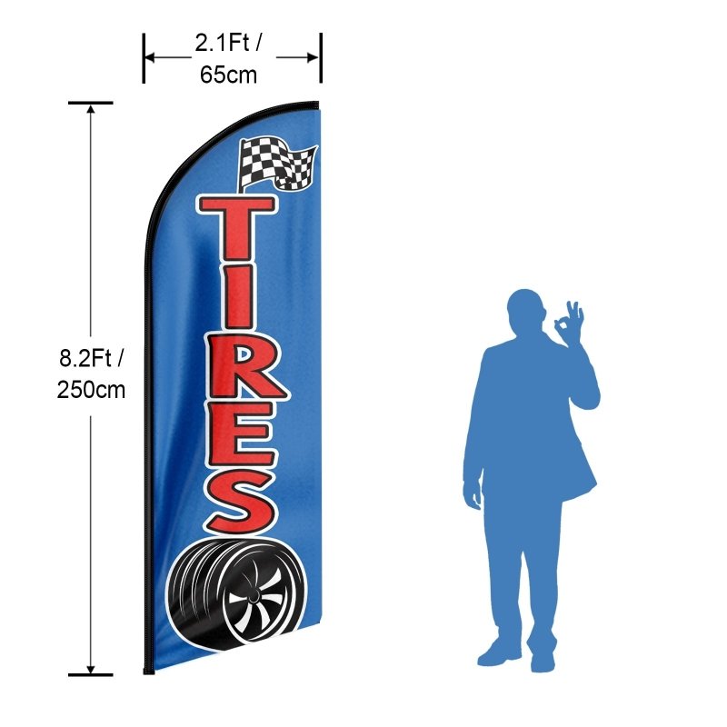 Tyre Flag - 8FT Tyres Advertising Swooper Flag (Flagpole Not Included 3.4)