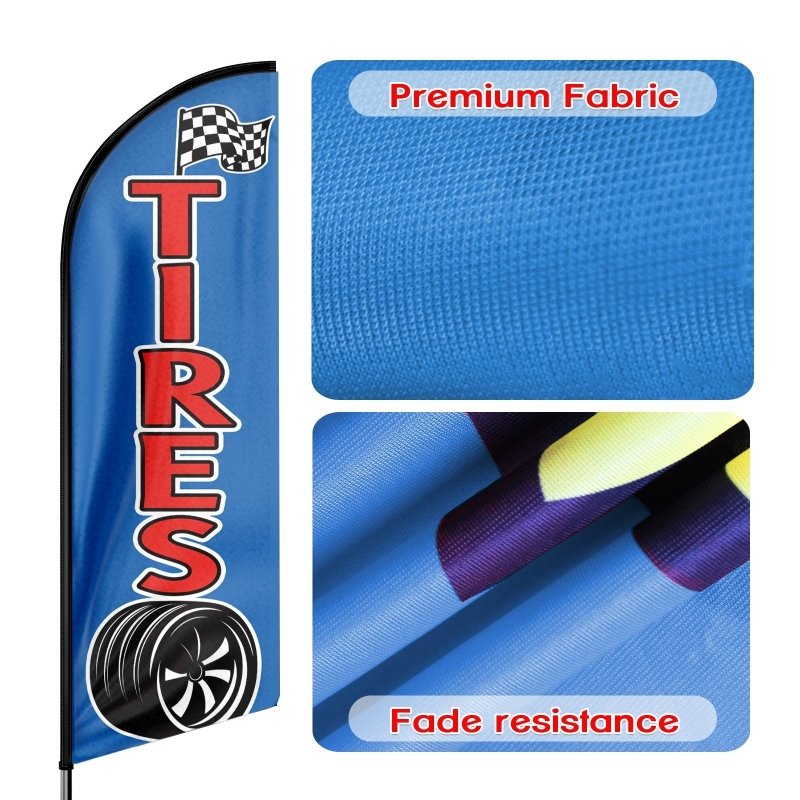 Tyre Flag - 8FT Tyres Advertising Swooper Flag (Flagpole Not Included 3.4)