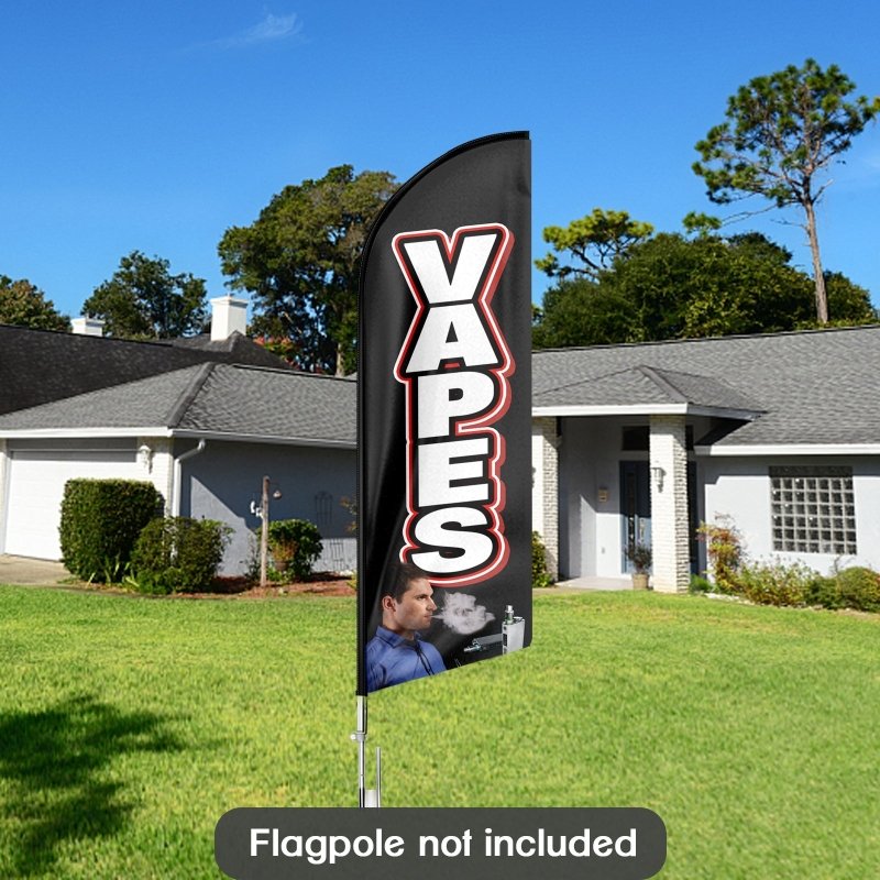 Vape Shop Signs - 8FT Vapes Advertising Swooper Flag (Flagpole Not Included 3.4)