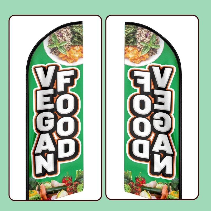 Vegan Flag - 11FT Vegan Food Advertising Swooper Feather Flag Fit 15FT Flagpole(Flagpole Not Included 4.3)