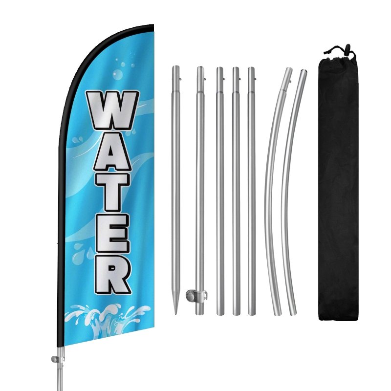 Water Flag - 8FT Water Banner Feather Flag with Stainless Steel Pole Kit(2m flag set)