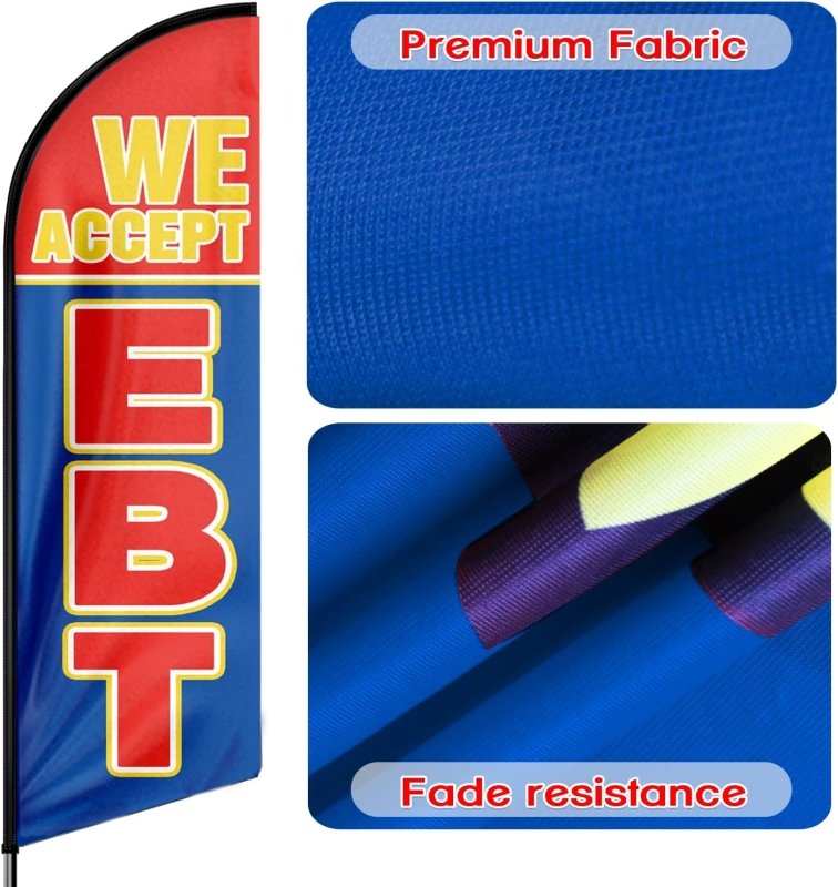 We Accept Ebt Signs - 11FT We Accept Ebt Advertising Swooper Feather Flag Fit 15FT Flagpole(Flagpole Not Included 4.3)