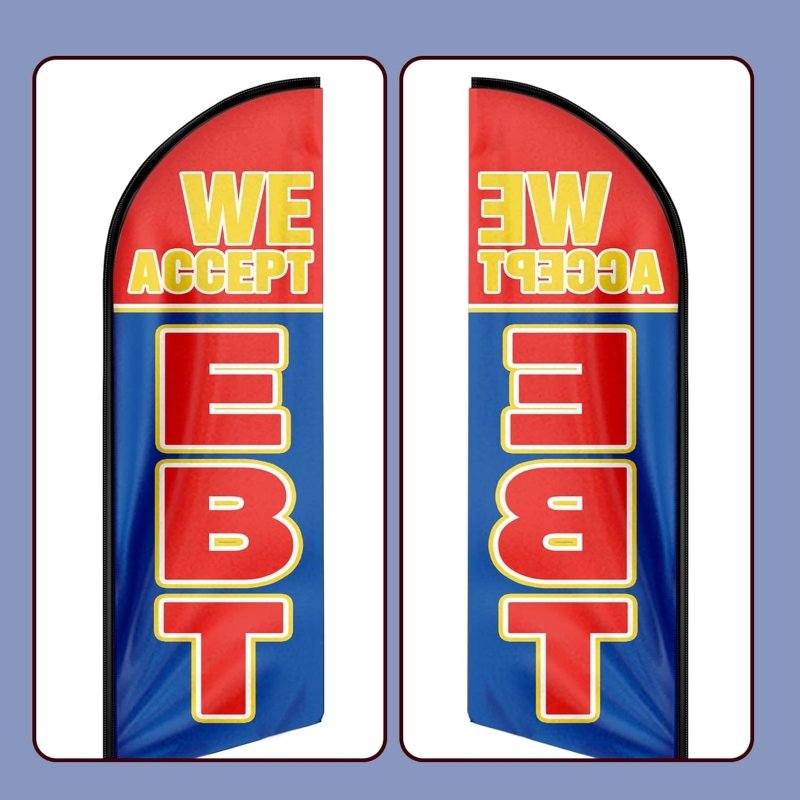 We Accept Ebt Signs - 11FT We Accept Ebt Advertising Swooper Feather Flag Fit 15FT Flagpole(Flagpole Not Included 4.3)