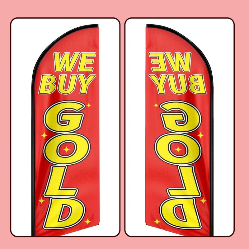 We Buy Gold Flags - 11FT We Buy Gold Advertising Swooper Feather Flag Fit 15FT Flagpole(Flagpole Not Included 4.3)