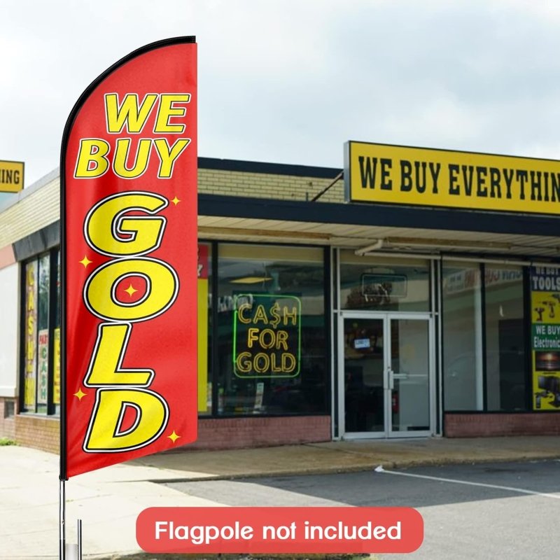 We Buy Gold Flags - 11FT We Buy Gold Advertising Swooper Feather Flag Fit 15FT Flagpole(Flagpole Not Included 4.3)