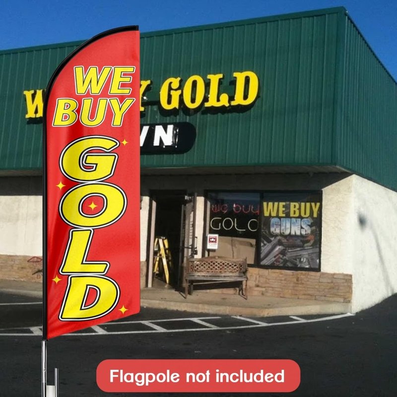 We Buy Gold Flags - 11FT We Buy Gold Advertising Swooper Feather Flag Fit 15FT Flagpole(Flagpole Not Included 4.3)