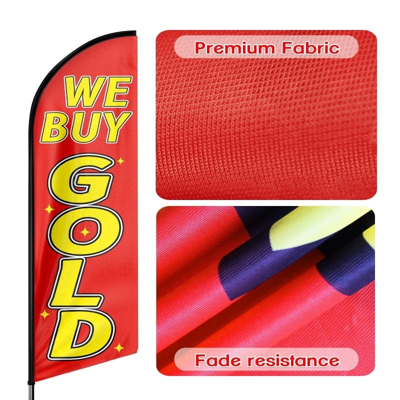 We Buy Gold Sign - 8FT We Buy Gold Advertising Swooper Flag (Flagpole Not Included 3.4)