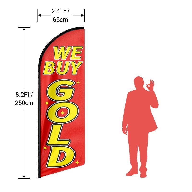 We Buy Gold Sign - 8FT We Buy Gold Advertising Swooper Flag (Flagpole Not Included 3.4)