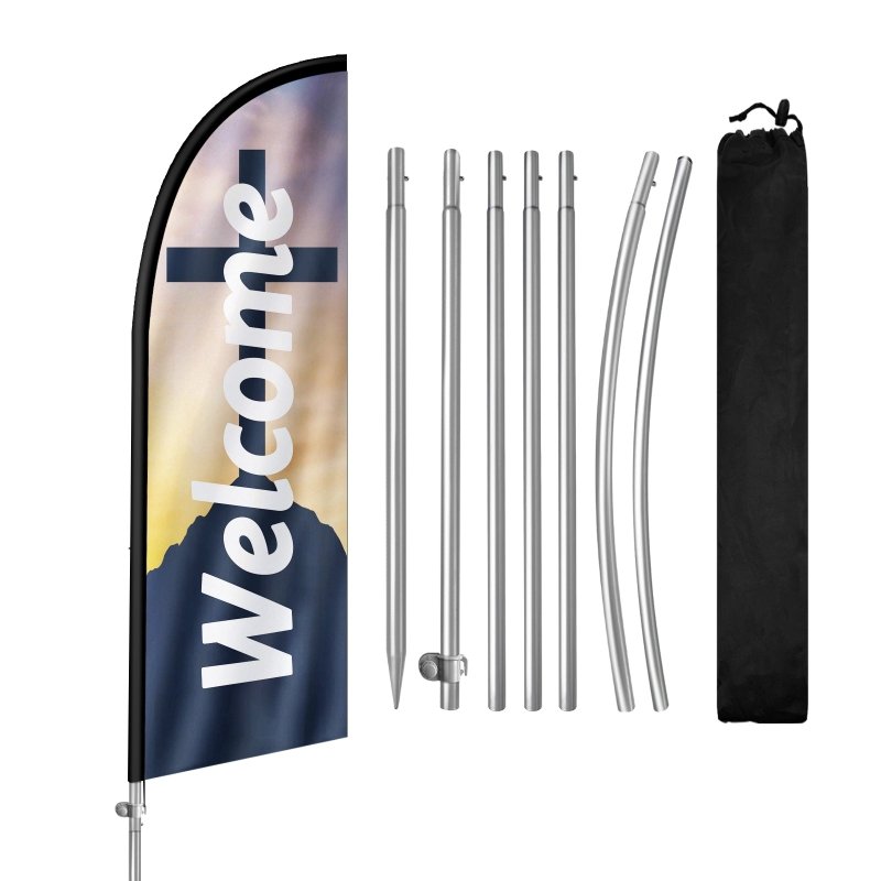 Welcome Flag - 8FT Religion Welcome Banner Feather Flag with Stainless Steel Pole Kit(2m flag set)