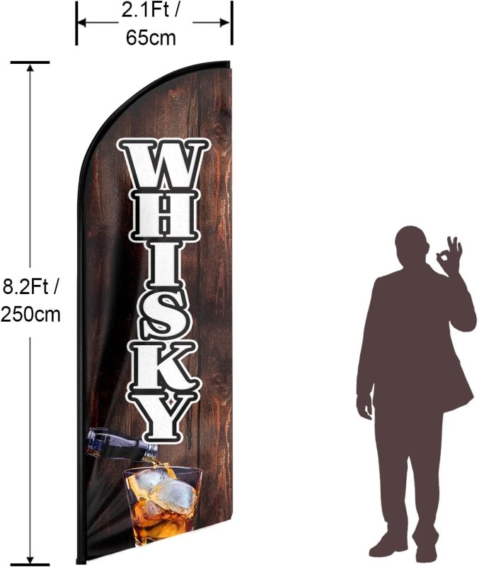 Whisky Flag - 8FT Whisky Advertising Swooper Flag(Flagpole Not Included 3.4)