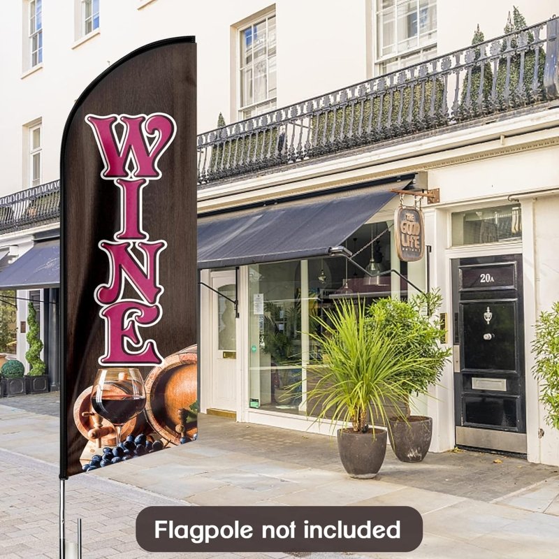 Wine Flag - 11FT Wine Advertising Swooper Flag Fit 15FT Flagpole(Flagpole Not Included 4.3)